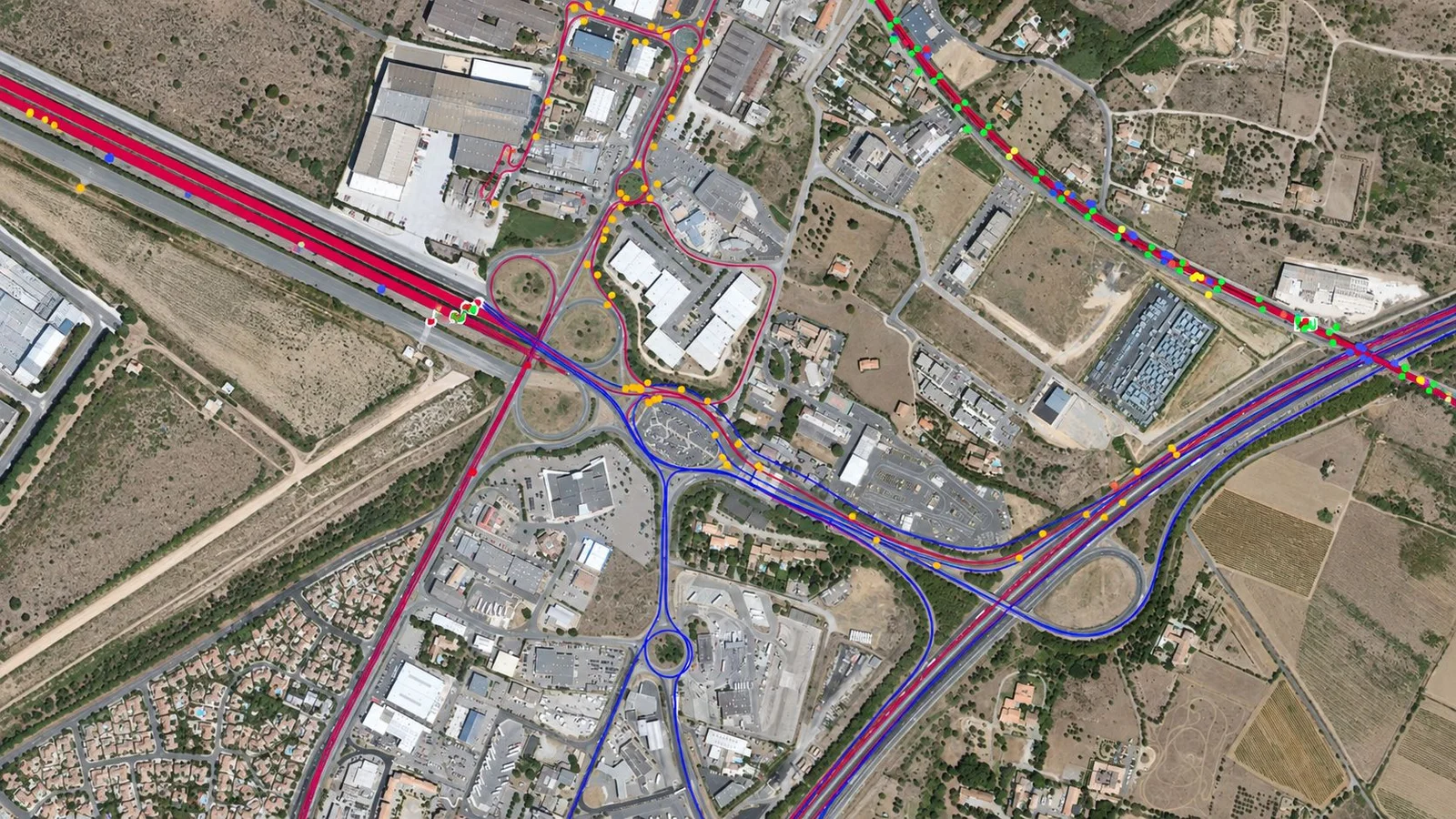 Imajnet Maps and AI - inventaire des équipements d’un échangeur autoroutier avec panneaux routiers détectés par IA