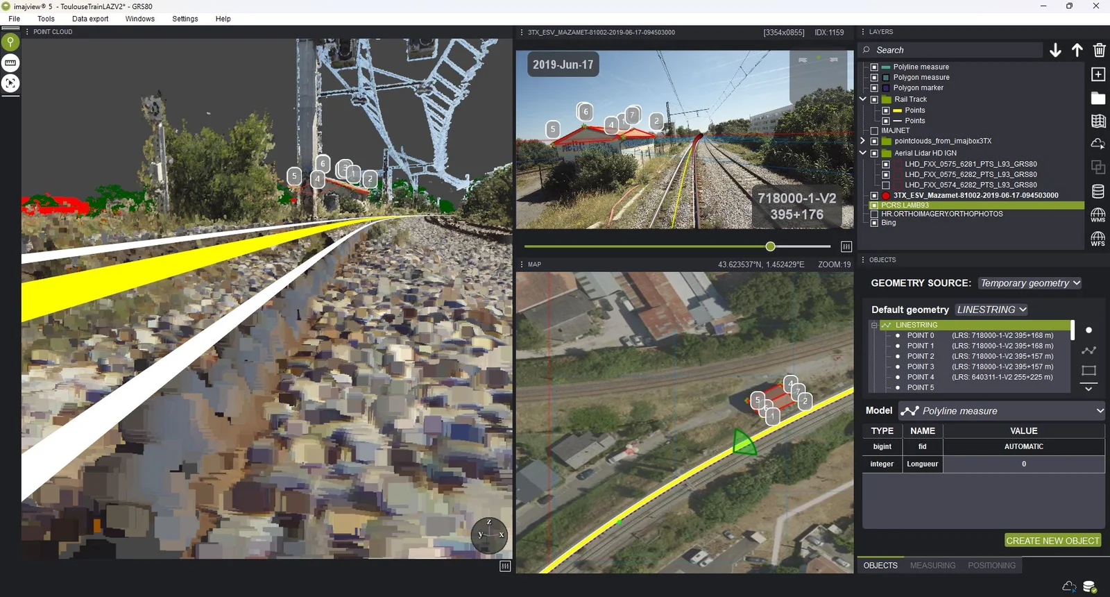 imajview nuage points voie ferree mesure releve geospatial